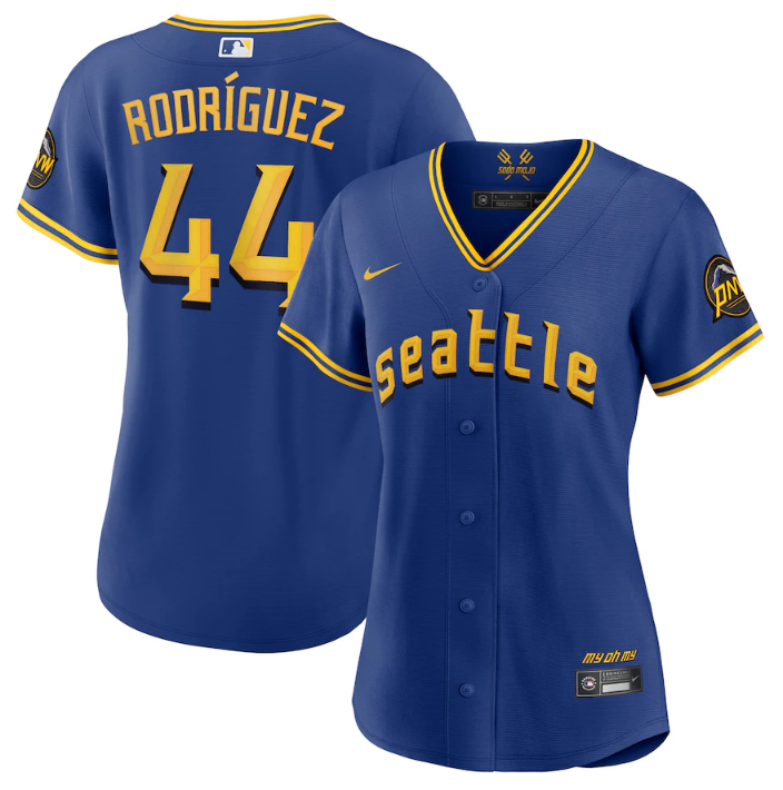 Women's Royal Seattle Mariners #44 Julio Rodriguez 2023 City Connect Stitched Baseball Jersey(Run Small)